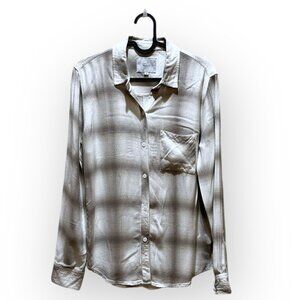 Rails Women's Hunter Plaid Button-Up Shirt in Dove Pearl